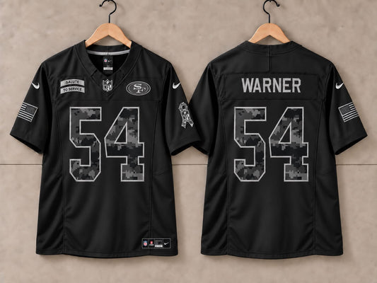 SAN FRANCISCO 49ERS FRED WARNER BLACK SALUTE TO SERVICE JERSEY
