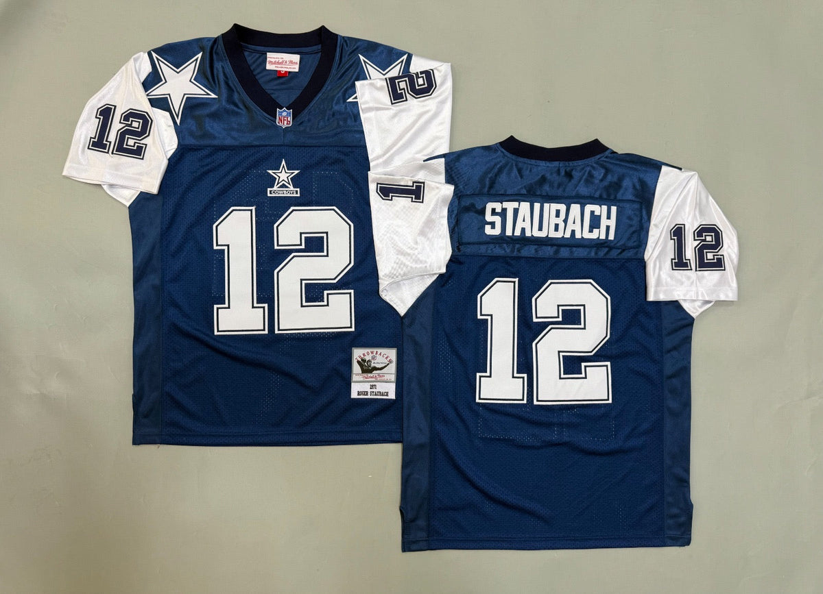 DALLAS COWBOYS RODGER STAUBACH BLUE VINTAGE JERSEY