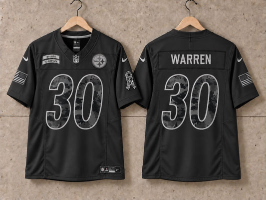 PITTSBURGH STEELERS JAYLEN WARREN BLACK SALUTE TO SERVICE JERSEY