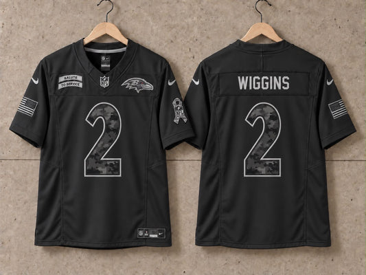 BALTIMORE RAVENS NATE WIGGINS BLACK SALUTE TO SERVICE JERSEY