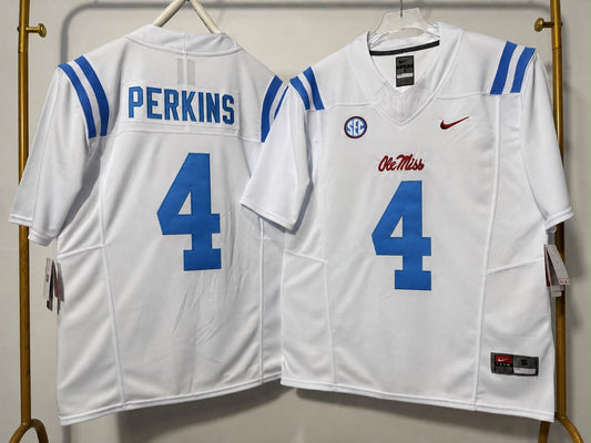 OLE MISS REBELS SUNTARINE PERKINS WHITE JERSEY