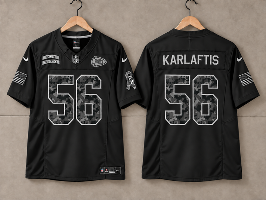 KANSAS CITY CHIEFS GEORGE KARLAFTIS BLACK SALUTE TO SERVE JERSEY