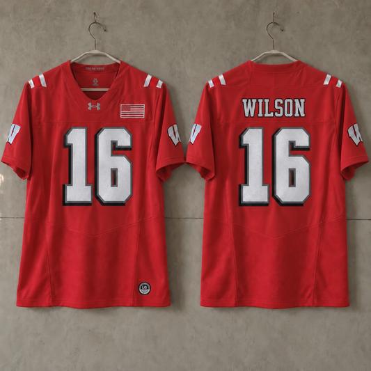 WISCONSIN BADGERS RUSSELL WILSON RED JERSEY