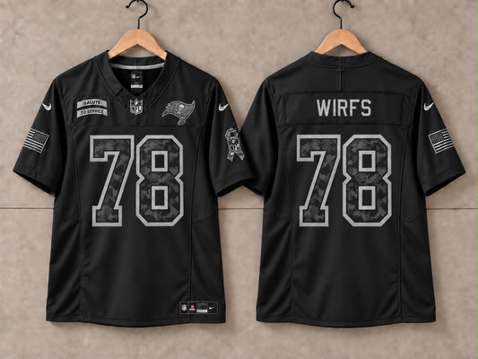 TAMPA BAY BUCCANEERS TRISTAN WIRFS BLACK SALUTE TO SERVICE JERSEY