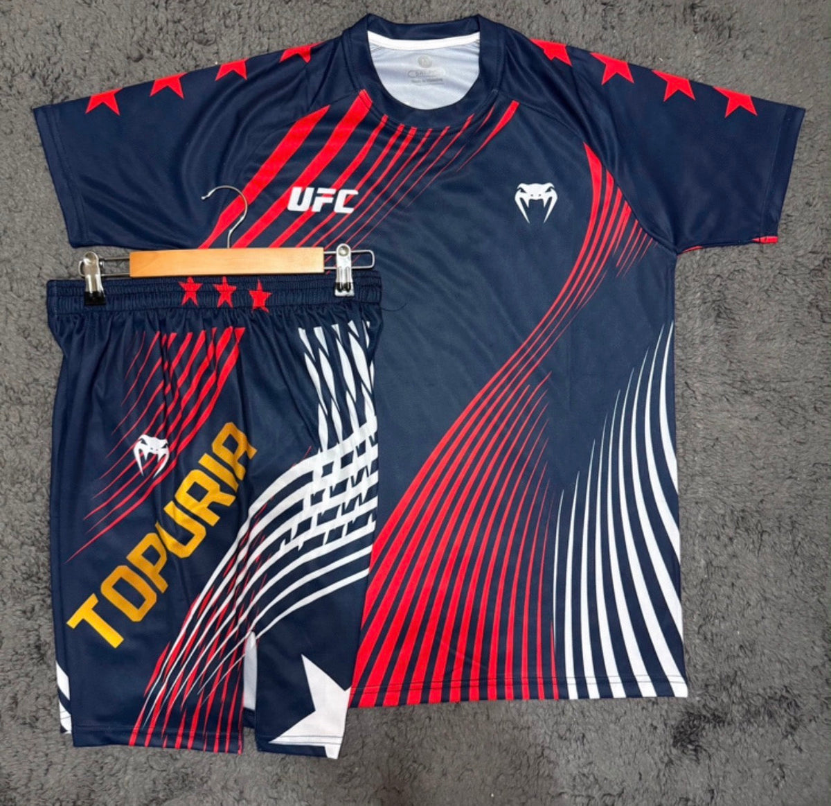 ILIA TOPURIA BLUE AND RED SHIRT AND SHORT COMBO