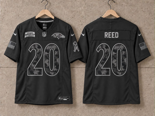 BALTIMORE RAVENS ED REED BLACK SALUTE TO SERVICE JERSEY