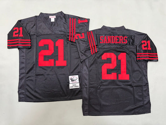 SAN FRANCISCO 49ERS DIEON SANDERS BLACK VINTAGE JERSEY