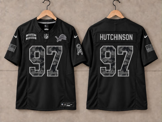 DETROIT LIONS ADIEN HUTCHINSON BLACK SALUTE TO SERVICE JERSEY
