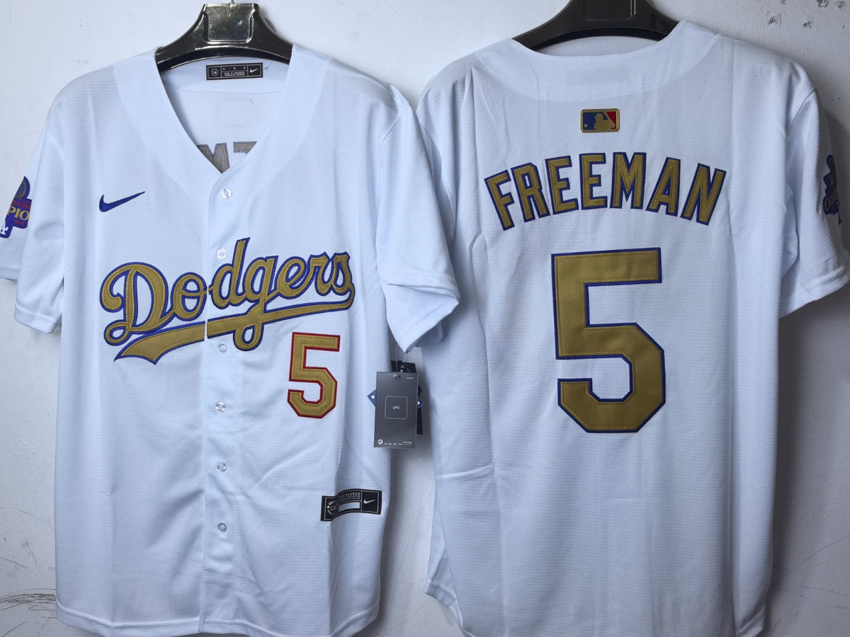 Los Angeles Dodgers Freddie Freeman White and Gold Jersey