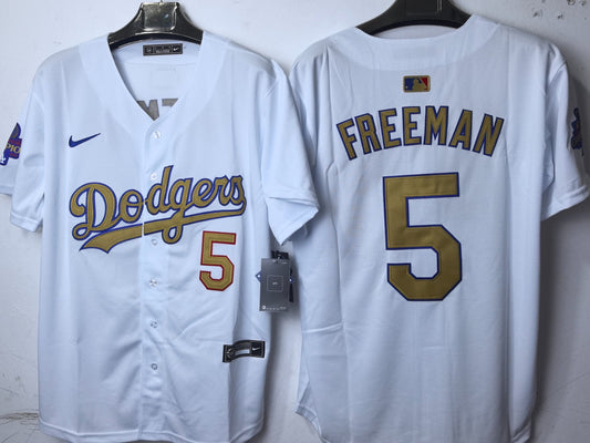 Los Angeles Dodgers Freddie Freeman White and Gold Jersey