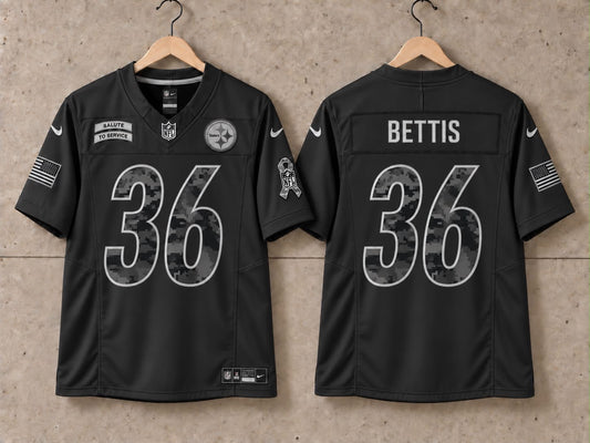 PITTSBURGH STEELERS JEROME BETTIS BLACK SALUTE TO SERVICE JERSEY