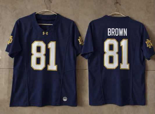 NOTRE DAME FIGHTING TIM BROWN BLUE JERSEY