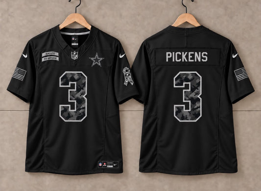 DALLAS COWBOYS GEORGE PICKENS BLACK SALUTE TO SERVICE JERSEY