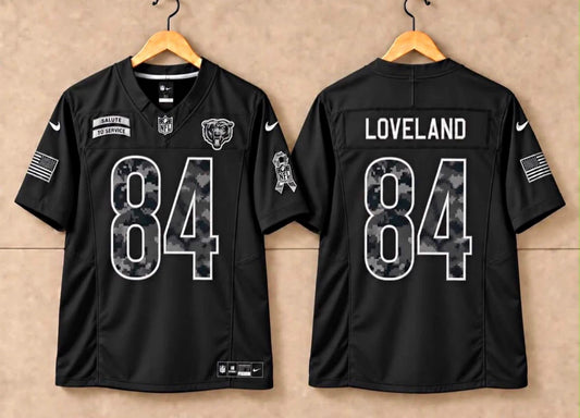 CHICAGO BEARS COLSTON LOVELAND SALUTE SERVICE BLACK JERSEY ￼