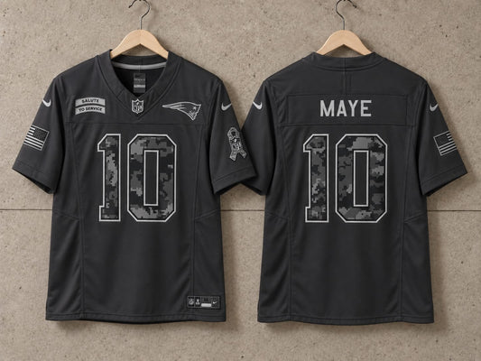 NEW ENGLAND PATRIOTS DRAKE MAYE BLACK SALUTE TO SERVICE JERSEY