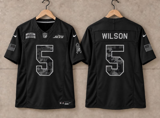 NEW YORK JETS GARRETT WILSON BLACK SALUTE TO SERVICE JERSEY