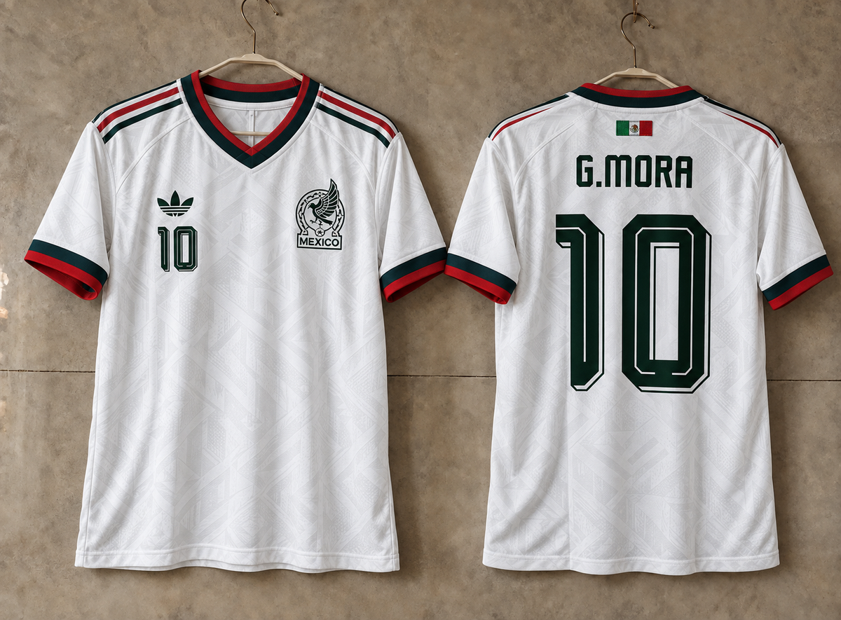 MEXICO NATIONAL TEAM GILBERTO MORA WHITE JERSEY