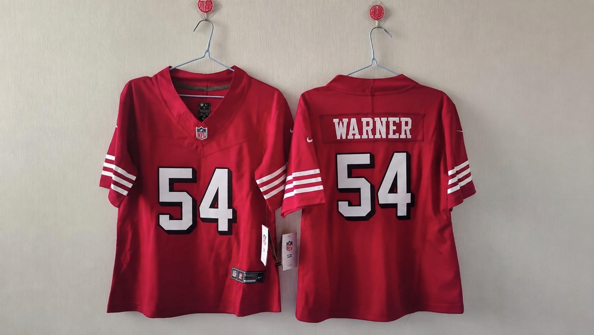 SAN FRANCISCO 49ERS FRED WARNER RED THROWBACK JERSEY