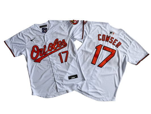 BALTIMORE ORIOLES COLTON COWSER WHITE JERSEY