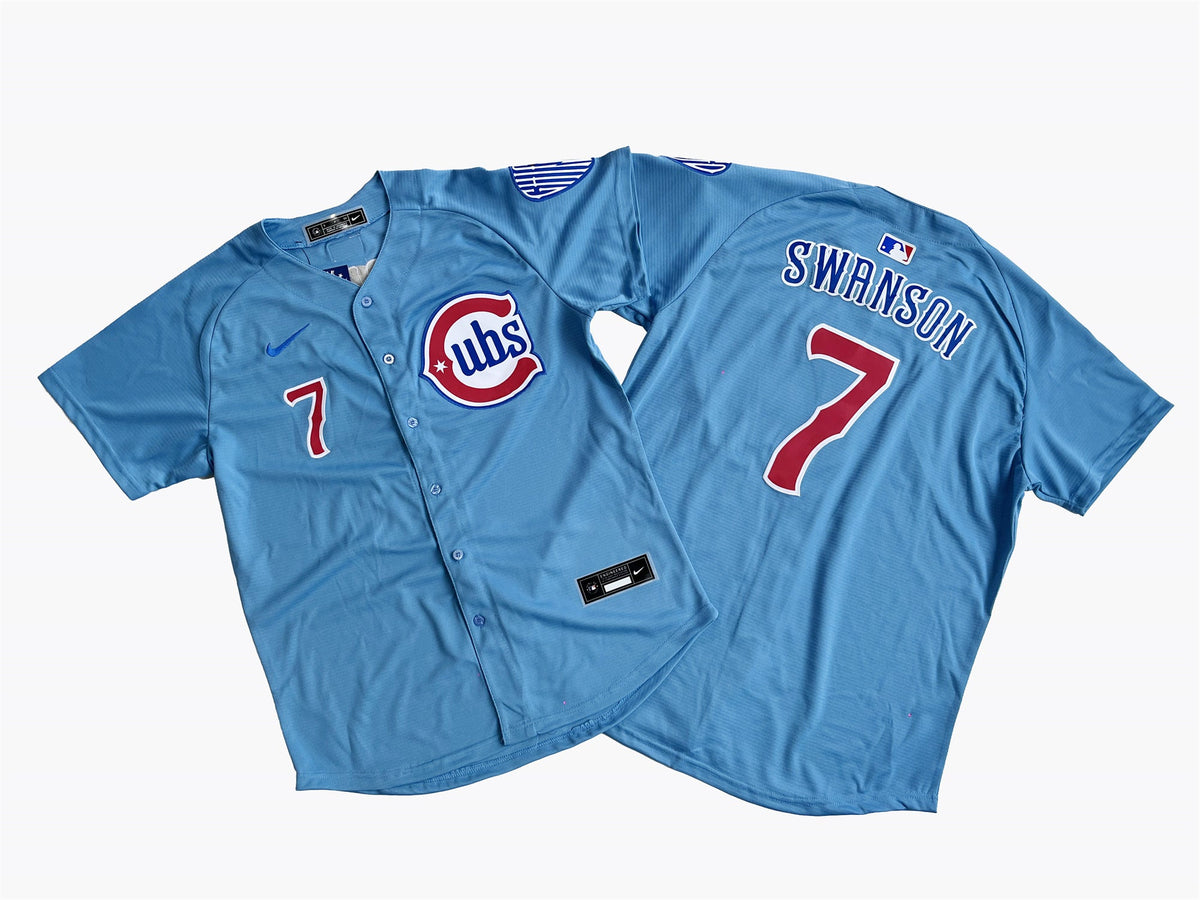 CHICAGO CUBS DANSBY SWANSON BABY BLUE JERSEY