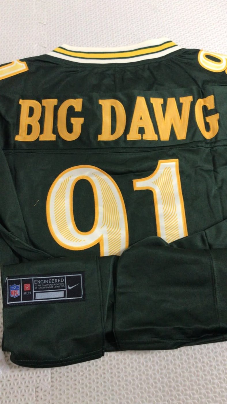Custom Packers jersey with BIG DAWG 91 on the back