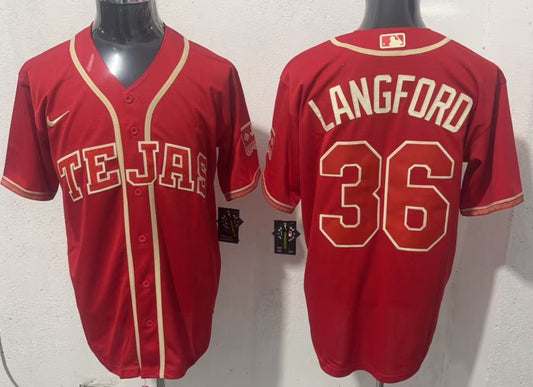 Wyatt Langford Tejas Rangers Baseball Jersey